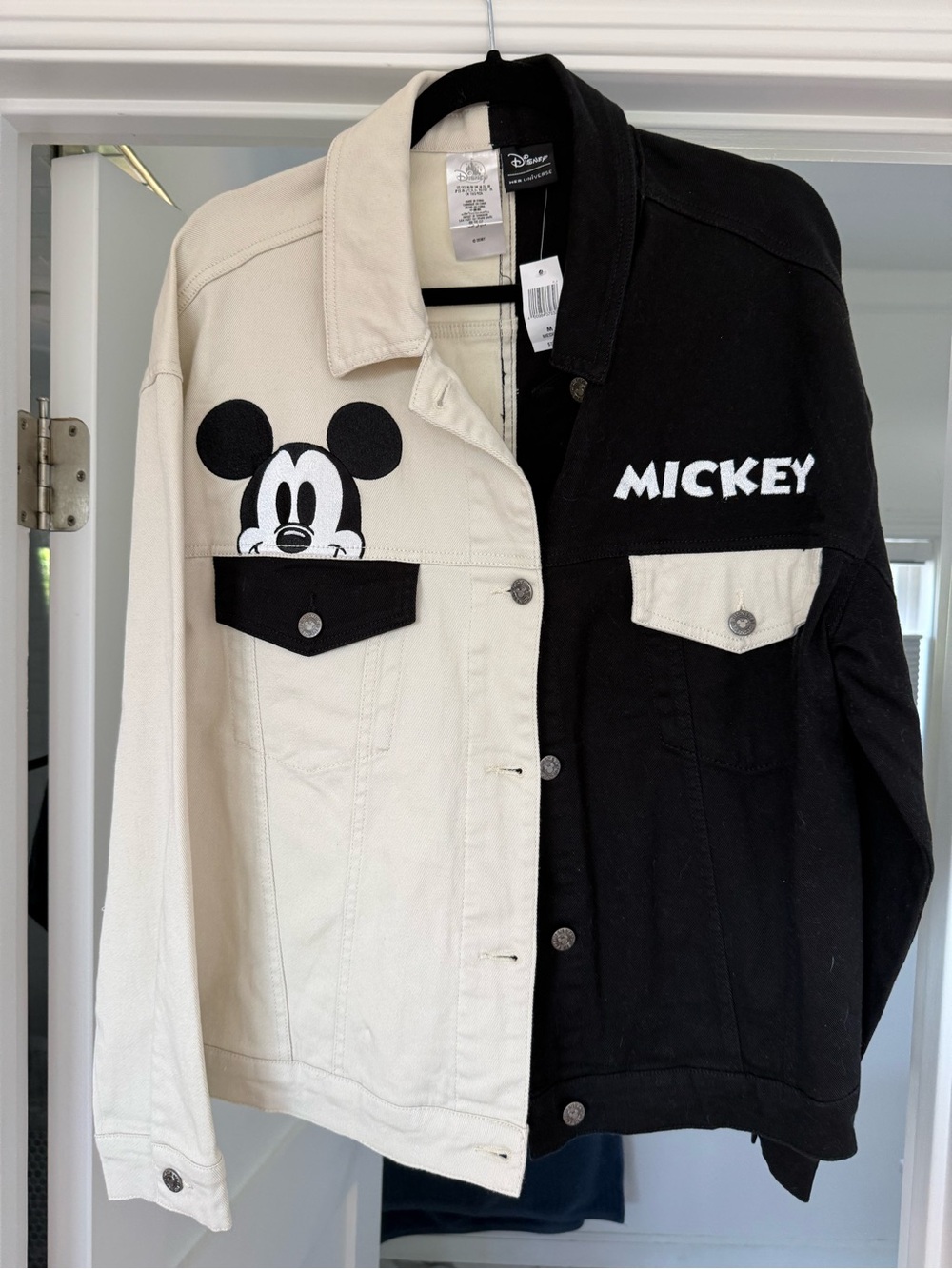 Disney Two-Tone Mickey Denim Jacket - Black & Cream